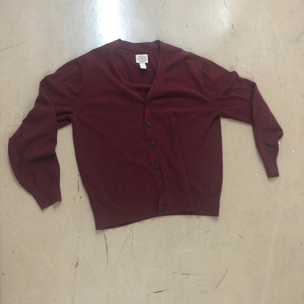St. John Bay Unisex Open Front Long Knitted Cardigan Burgundy Size L.